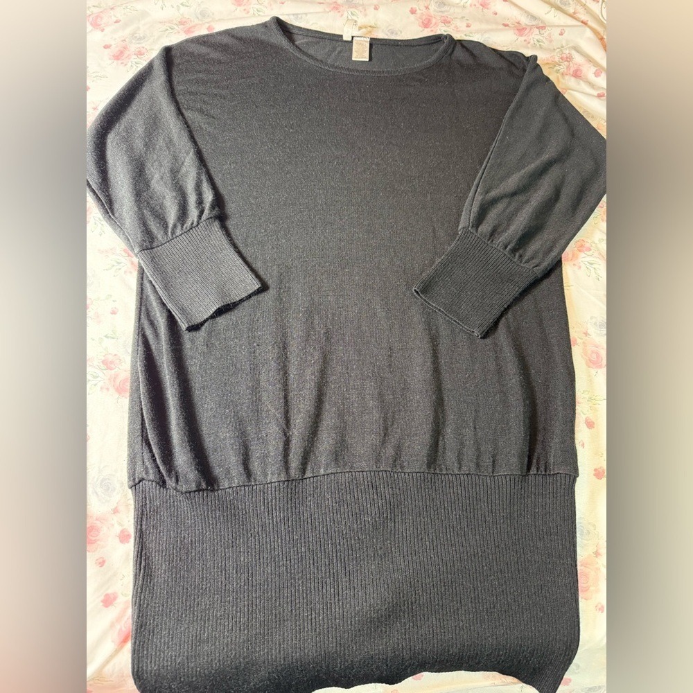 Absolutely USA Made Black Tunic Sweater XX-Large 28" PTP‎ 38" Long Sleeve Knit